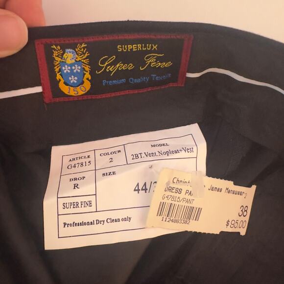 NWOT Giorgio Fiorelli Men’s Superlux Unhemmed Dress Pants Size 38 Black Office - Picture 3 of 7